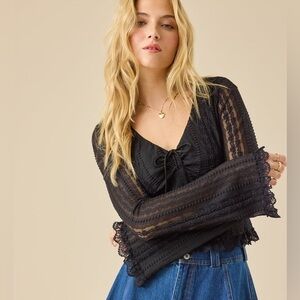 Lush Black Lace Top NWOT